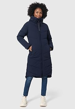 Marikoo Women's Long Quilted Winter Jacket with Hood